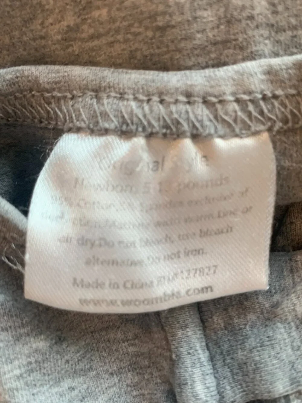 Woombie Swaddle Gray Newborn 5-13 lbs